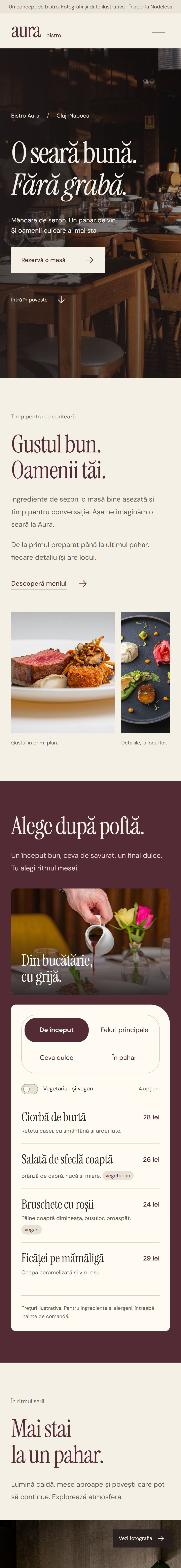 Site-ul Bistro Aura pe telefon