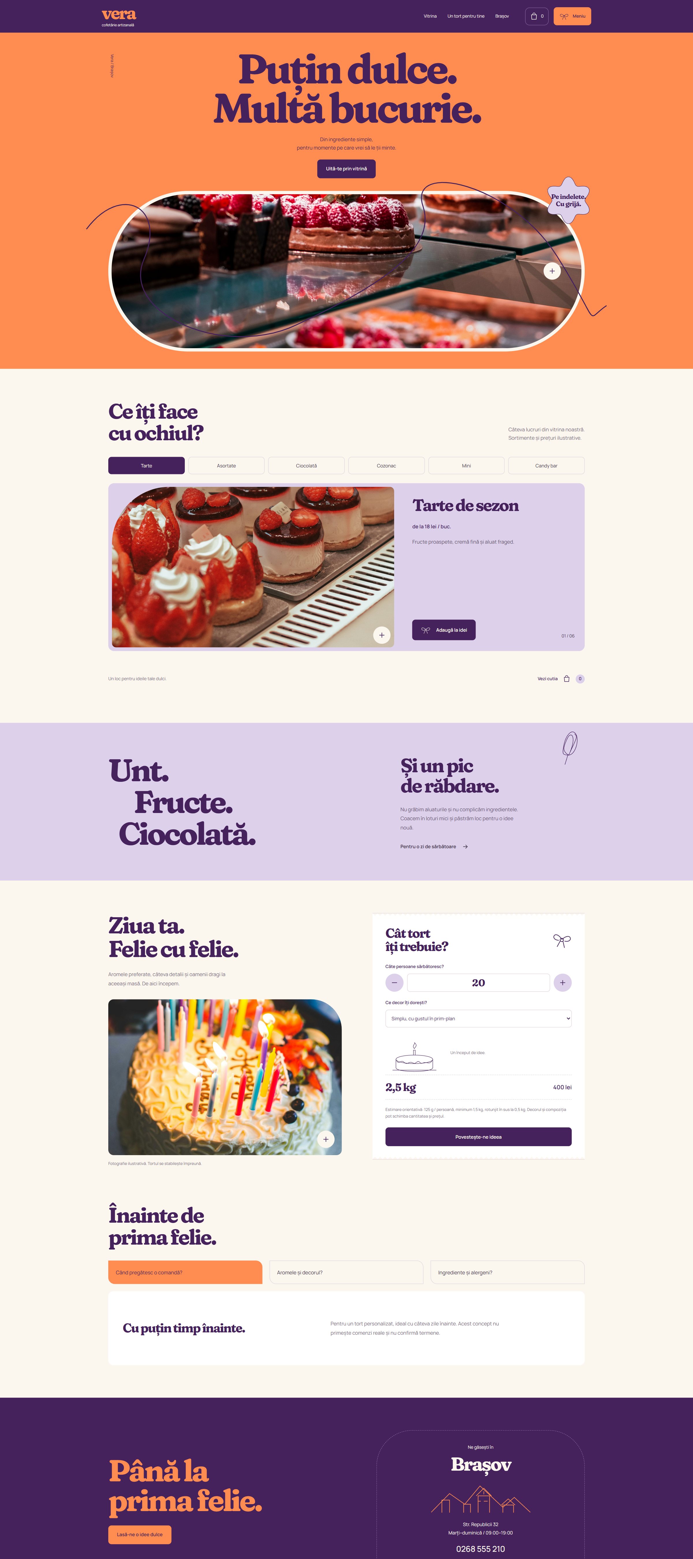 Site-ul Cofetăria Vera pe un ecran de desktop