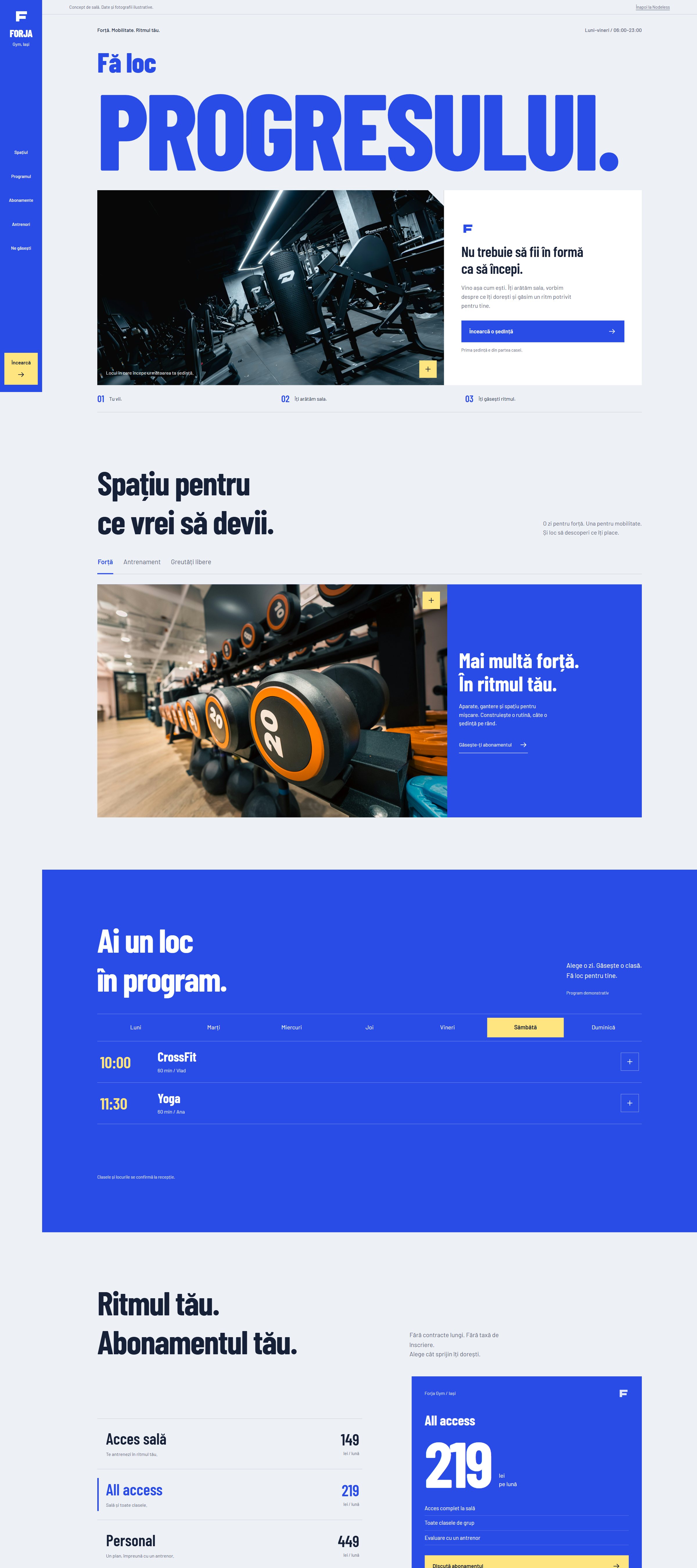 Site-ul Forja Gym pe un ecran de desktop