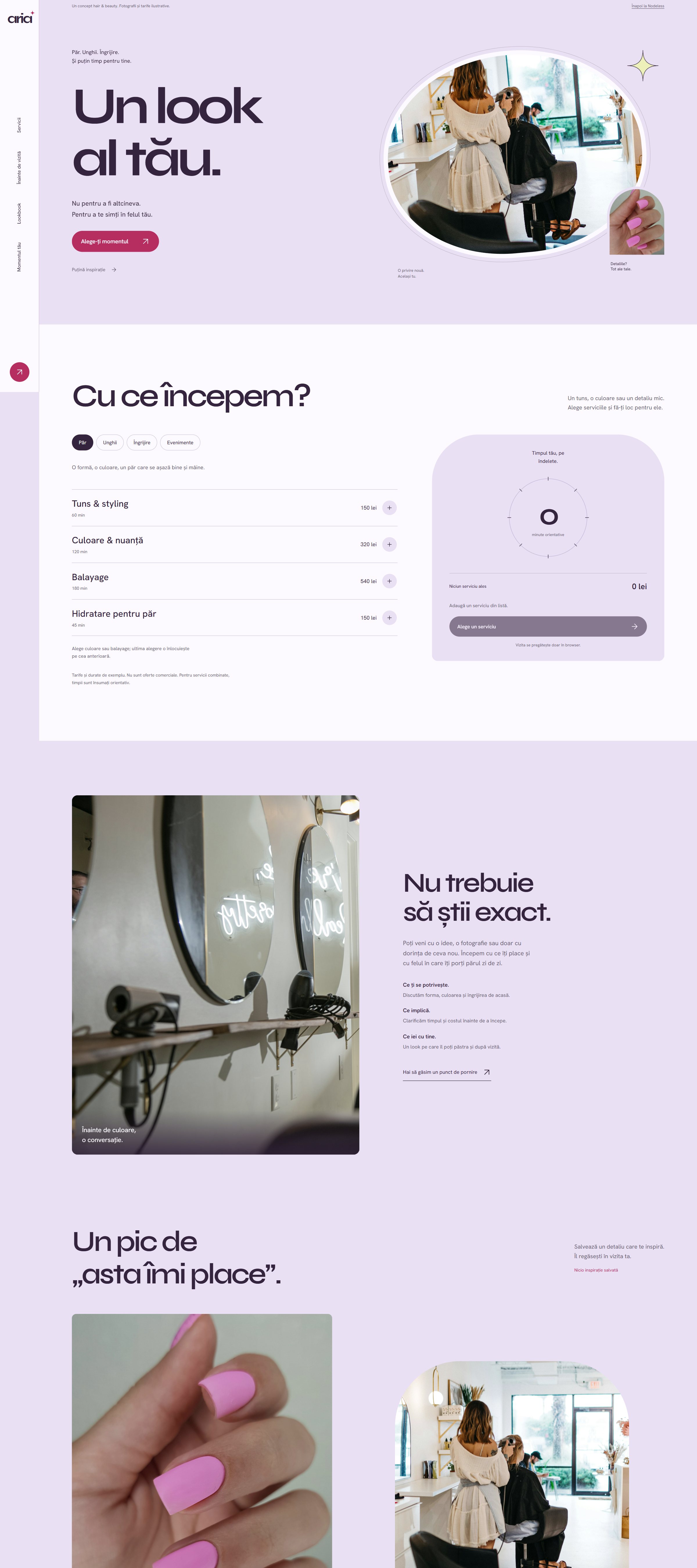Site-ul Salon Aria pe un ecran de desktop