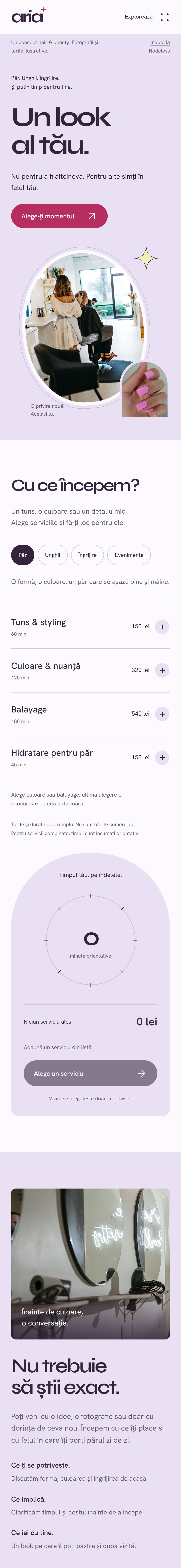 Site-ul Salon Aria pe telefon